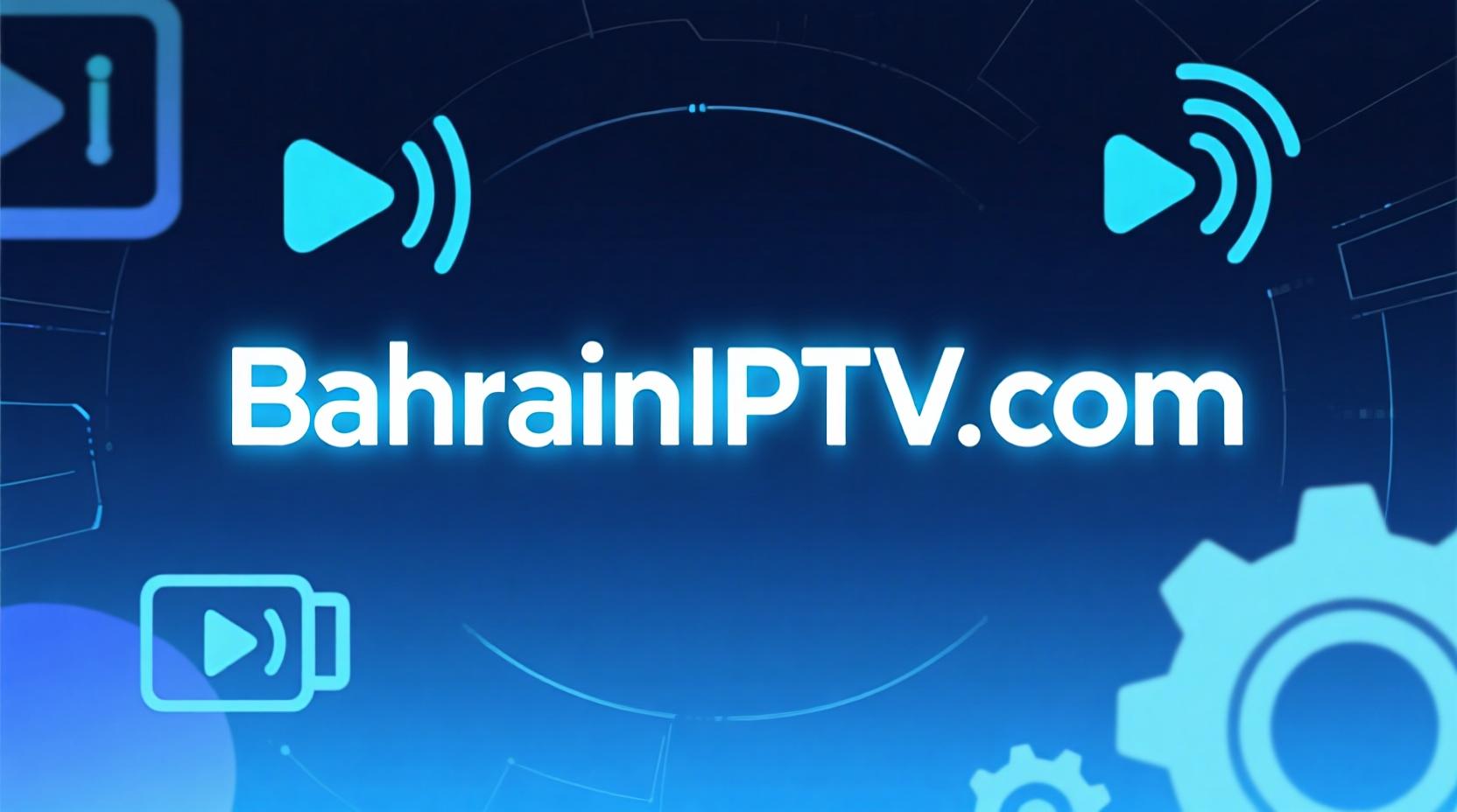 A happy family enjoying a movie night together, comfortably seated on a sofa in a well-lit living room, with a smart TV displaying the Bahrain IPTV logo.